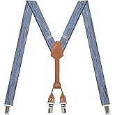 Action Ward Women's Suspenders - 1" Width - Y Back 4 Clip Skinny Ladies Suspenders