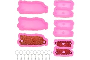 DIYSTORE 6 Pack Puerto Rico Map Shape Keychain Resin Silicone Mold,Pendant Polymer Clay Mold with 10 PCS Key Rings for DIY Resin Crafts Jewelry Pendant Making Supplies