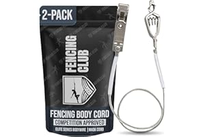 Fencing Club Fencing Foil/Saber Mask Cord, Elite Series, Head Wire Clamp Clip, Clear Wire, Competition Approved (2 Pack)