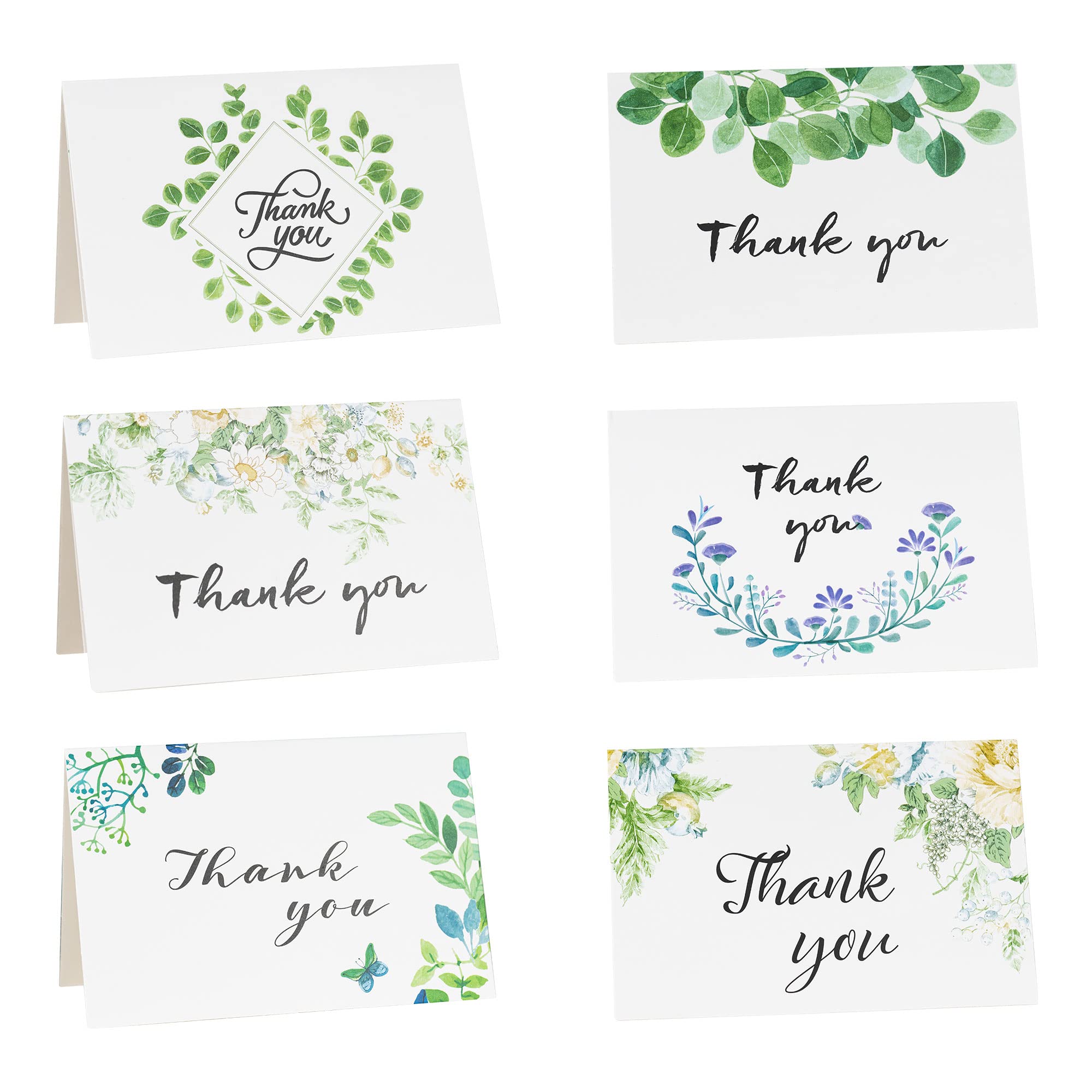 Gyufise 36Pcs Greenery Thank You Cards Bulk Watercolor Foliage Notes with 36Pcs Envelopes and Stickers Baby Shower Thank You Cards Wedding Thank You Cards for Wedding Baby Shower Bridal Shower