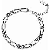 Elegatto Premium Inteletto Figaro Chain Bracelet for Men | Pure 316L Stainless Steel Weaves | Men’s Designer Jewelry Bracelets