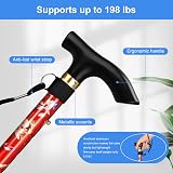 SupreGear Folding Walking Cane Adjustable 85-95 cm Red Floral Lightweight view 4