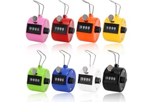 Tebery 8 Pack Handheld Tally Counter 4 Digit Mechanical Palm Clicker Counter, Assorted Color Number Counter/Pitchers Scores C
