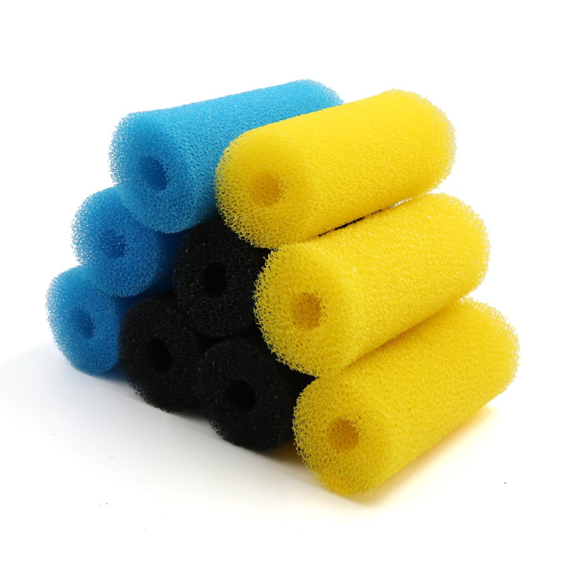 sourcing map 9pcs Yellow Blue Black 2.6inch Dia Aquarium Pre-Filter Sponge Filter Cartridges