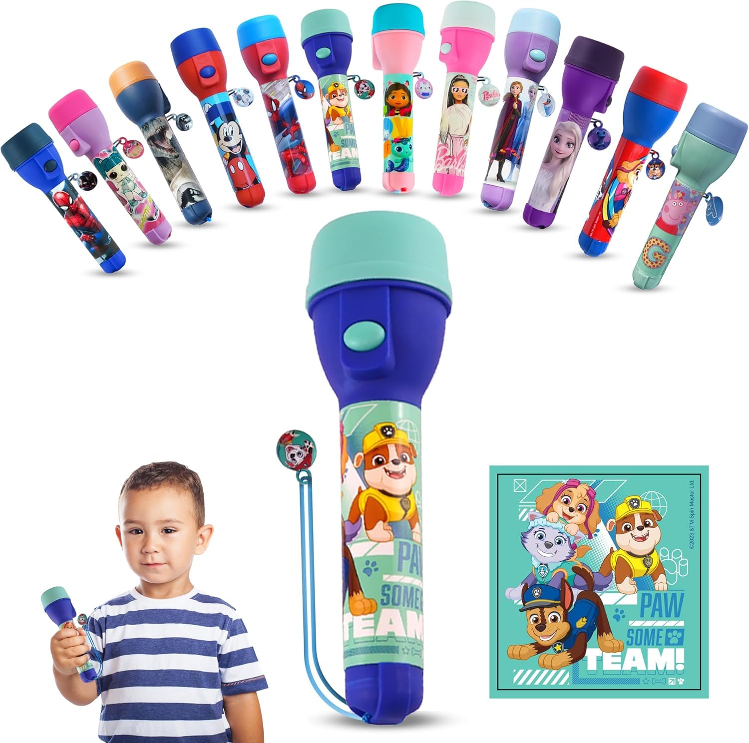 Kids LED Flashlight Torch 16cm - Paw Patrol Design, Super Bright, Non-Slip Grip, Includes 2X AA Batteries, Perfect Christmas, Birthday & Thanksgiving Gift for Boys & Girls