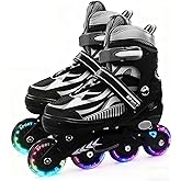 Adjustable Inline Skates for Boys Girls Ages 4-16, All 8 Wheels of Inline Roller Skates Light Up, Roller Skates Blades for Youth Kids Indoor & Outdoor Beginners