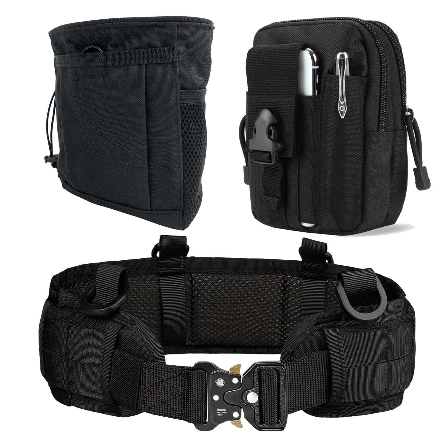 [Sabsta] タクティカルベルト ポーチ 4点セット サバゲー 腰回り必需品 MOLLE 装備 (ブラック) の商品画像
