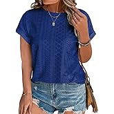 Eytino Women Plus Size Tops Short Sleeve Crewneck Casual Loose Summer Blouse Shirts(1X-5X)