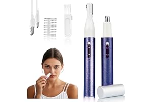 Mendaping Nose and Ear Hair Trimmer for Women Men,2 in 1 Painless Eyebrow Hair Trimmer with USB Rechargeable,Portble Waterproof Facial Hair Removal with Dual-Edge Blades for Smoother Cutting (Pink)