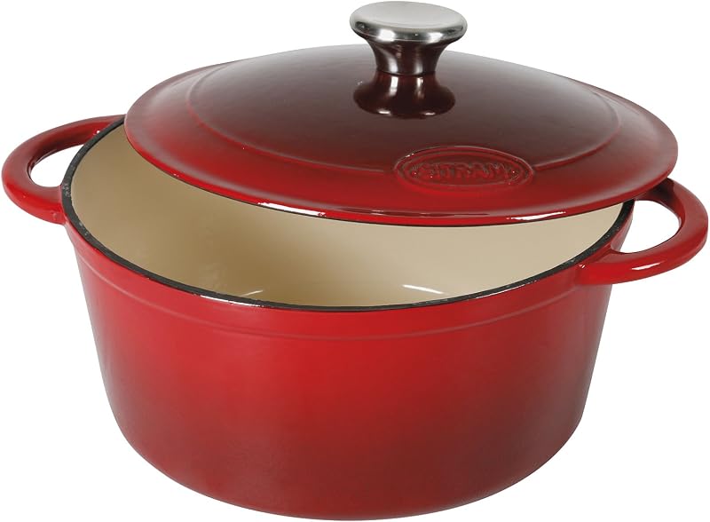 710839 Schmortopf Gusseisen, Creme/Rot, Gusseisen, Rouge/Crème, 33 x 25 x 13,5 cm