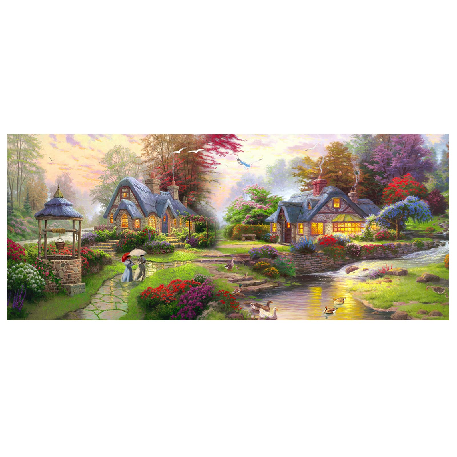 DCIDBEI 110 x 50 cm 5D DIY Diamond Painting Full Round Diamond Painting Large Landscape Countryside Diamond Puzzle Creative Leisure Adults Art || European Country House