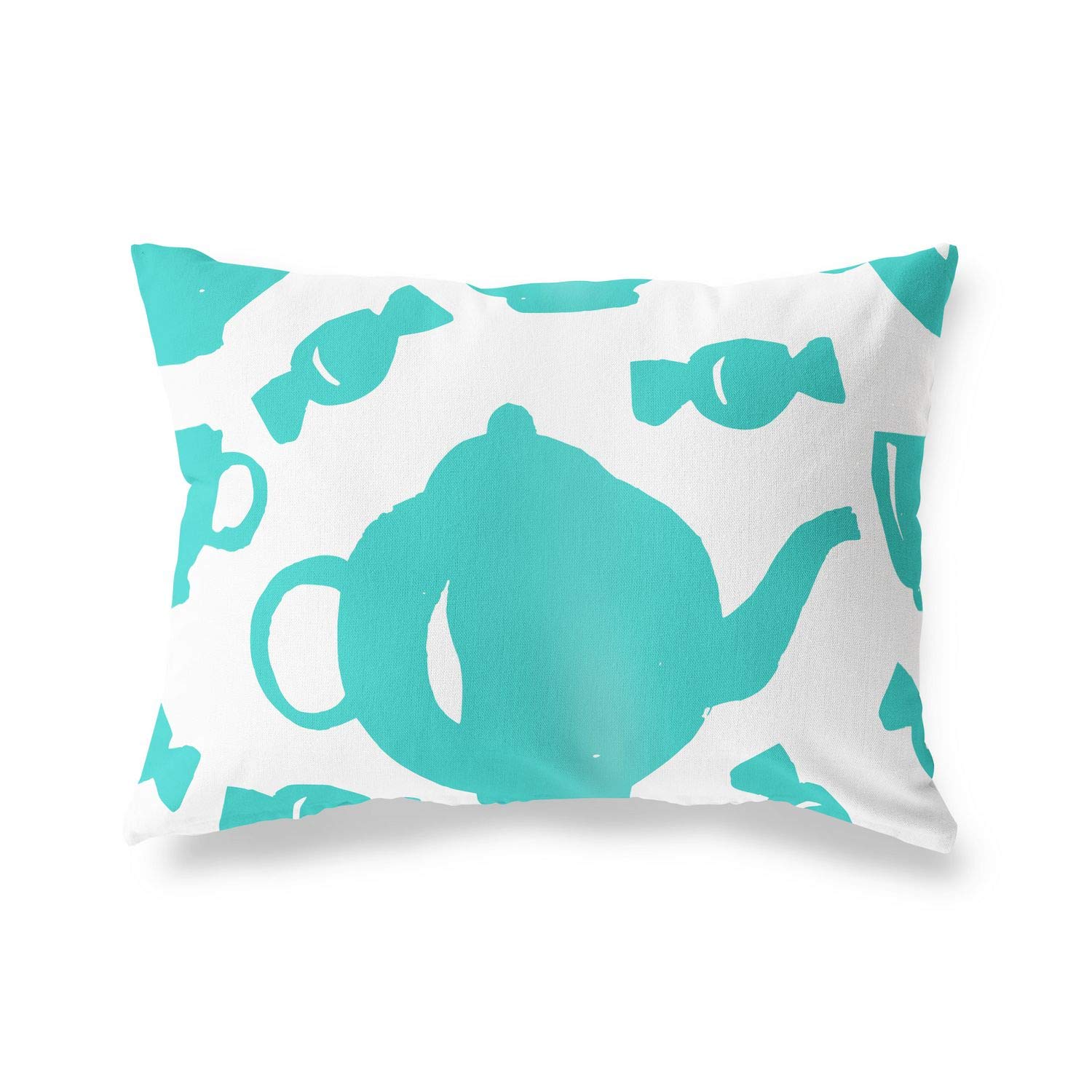 BonaMaison Decorative Cushion Cover, Turquoise-White Throw Pillow Covers, Home Decorative Pillowcases for Livingroom, Sofa, Bedroom, Size: 45X60 Cm - Designed and Manufactured in Turkey