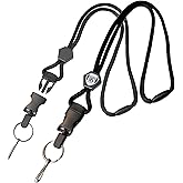 2 Pack - Heavy Duty Breakaway Lanyards for ID Badges and Keys - Badge Holder & Keychain Neck Strap - Thick Cord Tactical Lanyards with Detachable Buckle & Adjustable Slide Specialist ID (Black)