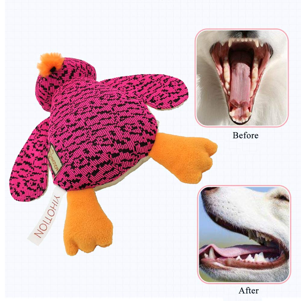 AXEN Cute Flyknit Durable Squeaky Duck Shaped Dog Toy for Aggressive Chewers, Pink Duck
