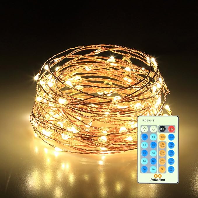 infinitoo LED Lichterkette, 10 Meter 100 LED mit Fernbedienung