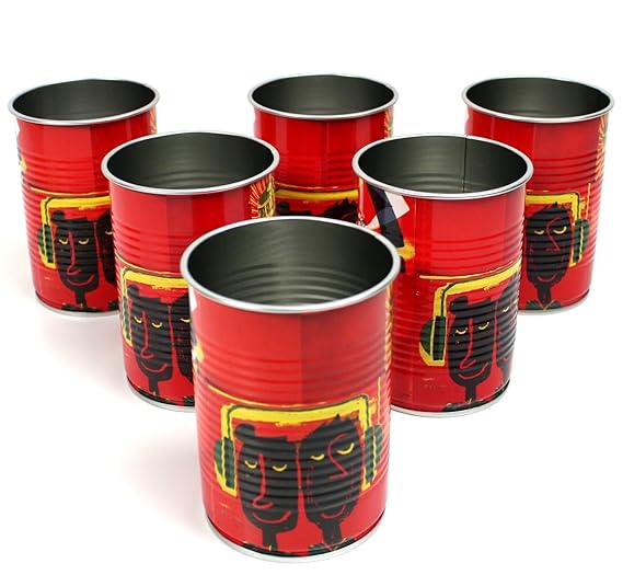 6er Set HAVANA CLUB Tin Cup RED Trinkdose Konservendose Havanna Trinkbecher ~mn 452 0944