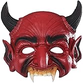 KIHOARL Red Demon Mask Halloween Half Face Devil Mask Monster Masquerade Foam Mask for Cosplay Costume