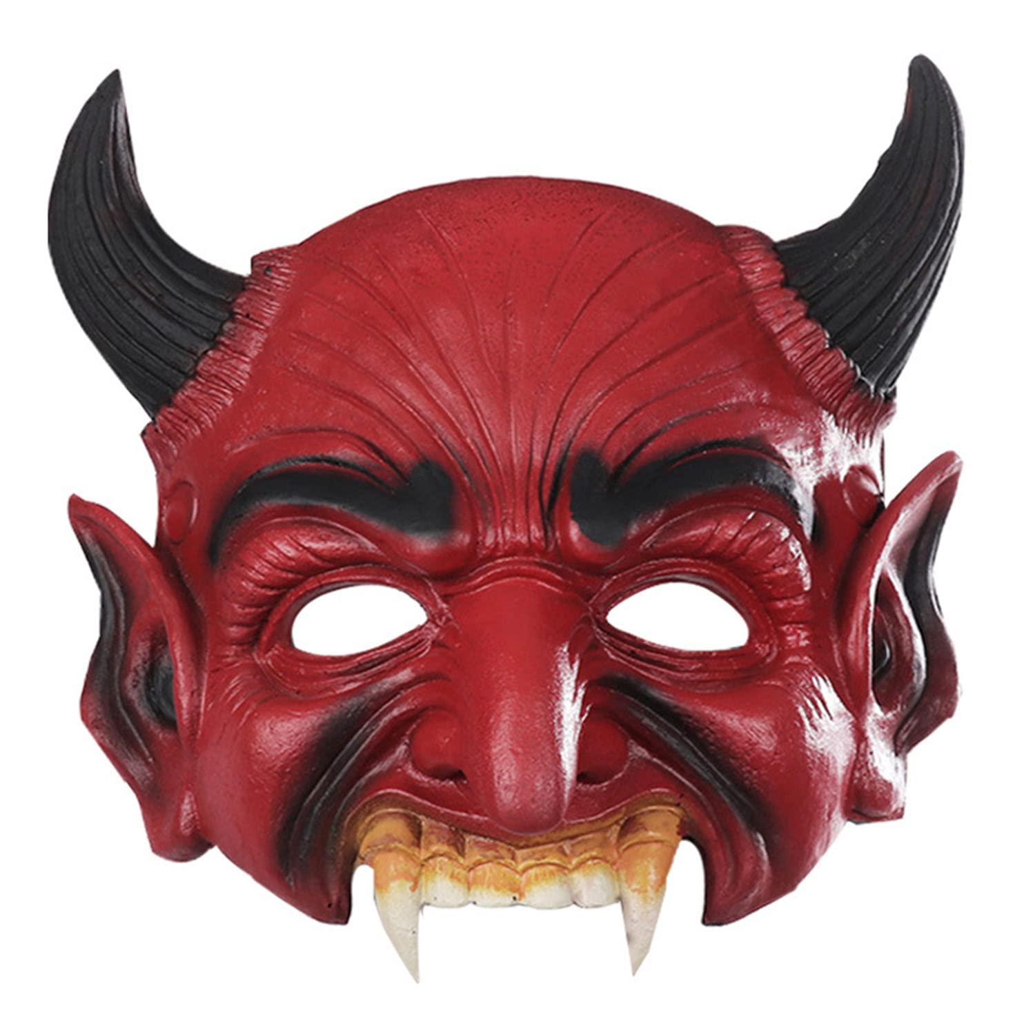 KIHOARL Red Demon Mask Halloween Half Face Devil