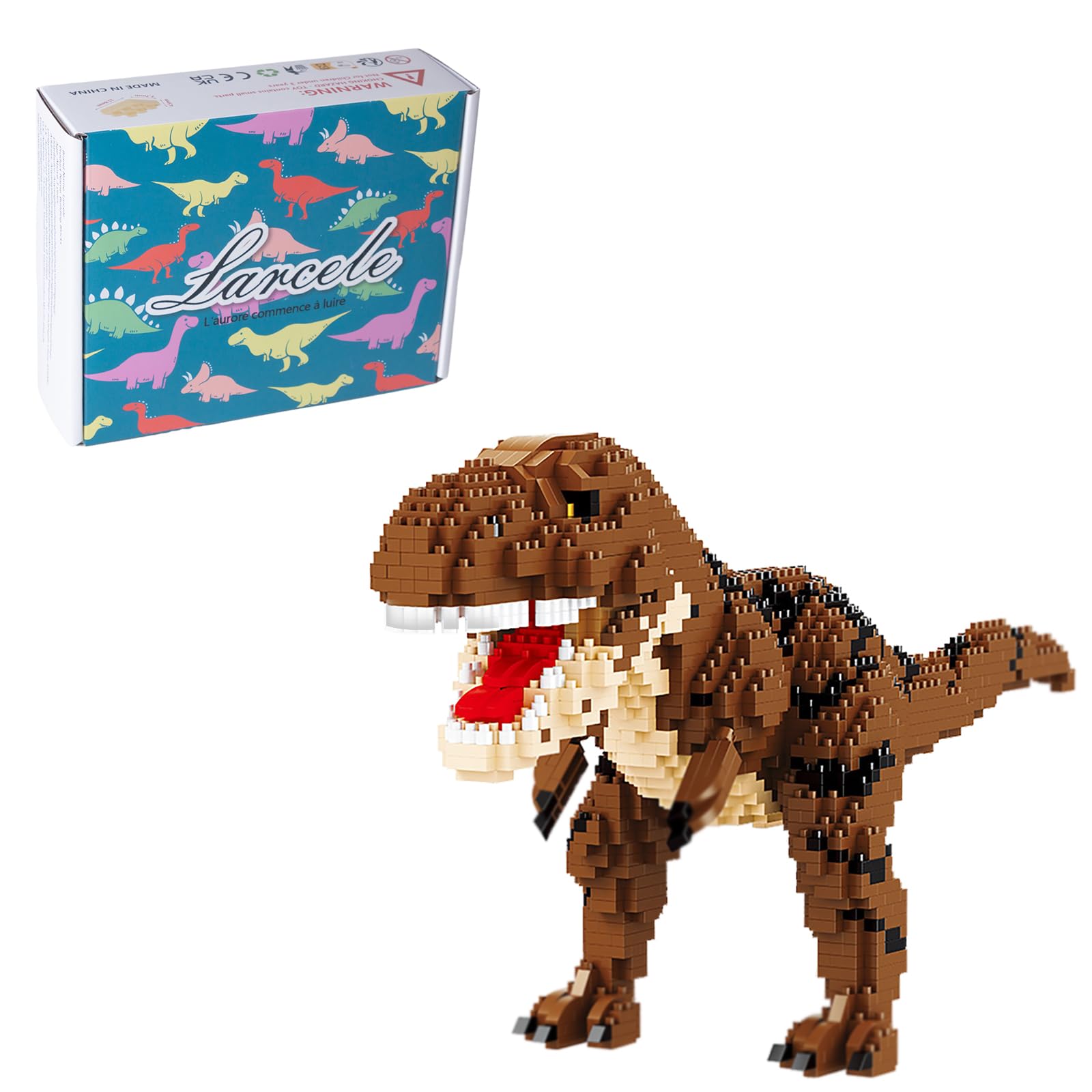 Larcele Micro Building Blocks Dinosaur Set, DIY Mini 3D Building Toy Bricks,1559 Pieces KLJM-06 (Tyrannosaurus) — image 1