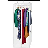 Garment Bag - Clear Hanging Closet Organizer - Durable Zippered Cover with Rod Protects Dresses, Suits, and Jackets from Dust and Moist- Top Metal Frame to Keep All Your Stuff in Shape- 42" x 20" x 15