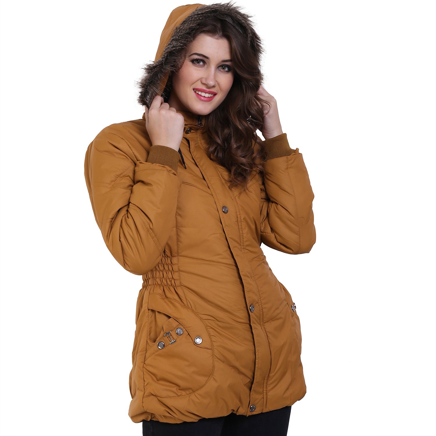 derbenny mustard nylon jacket for women