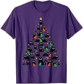 Black Cat Christmas Tree Funny Xmas Girls Boys Kids Women T-Shirt