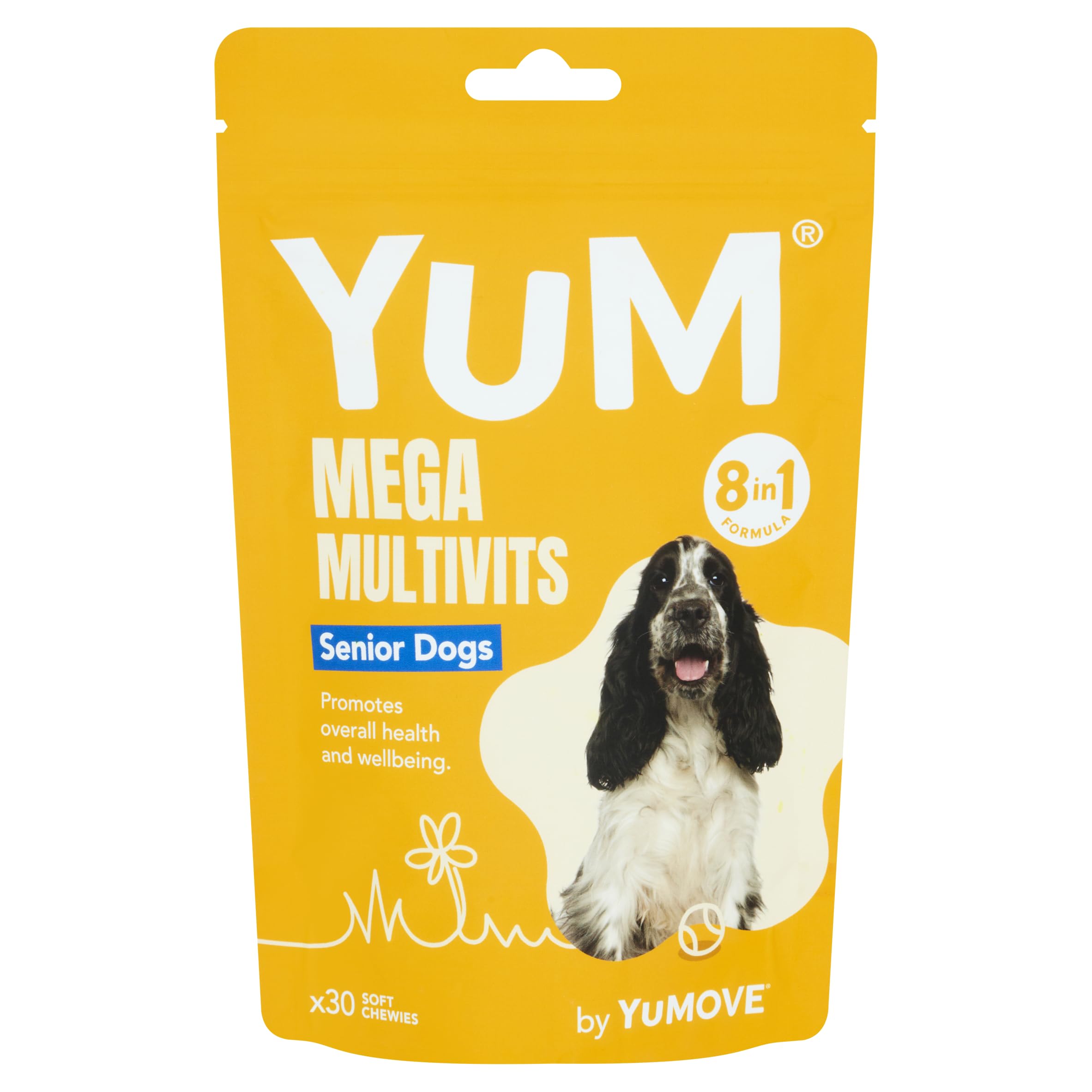 Lintbells YuCARE MultiVits Supplement for Senior Dogs | 6-in-1 Daily Vitamins for Dogs Aged 8+| 30 Multivitamin Chews, White