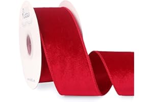 Ribbli Red Velvet Wired Ribbon 2.5 Inch Velvet with Satin Christmas Ribbon for Gift Wrapping Christmas Tree Decoration Crafts Wreaths Supplies-Continuous 10 Yards