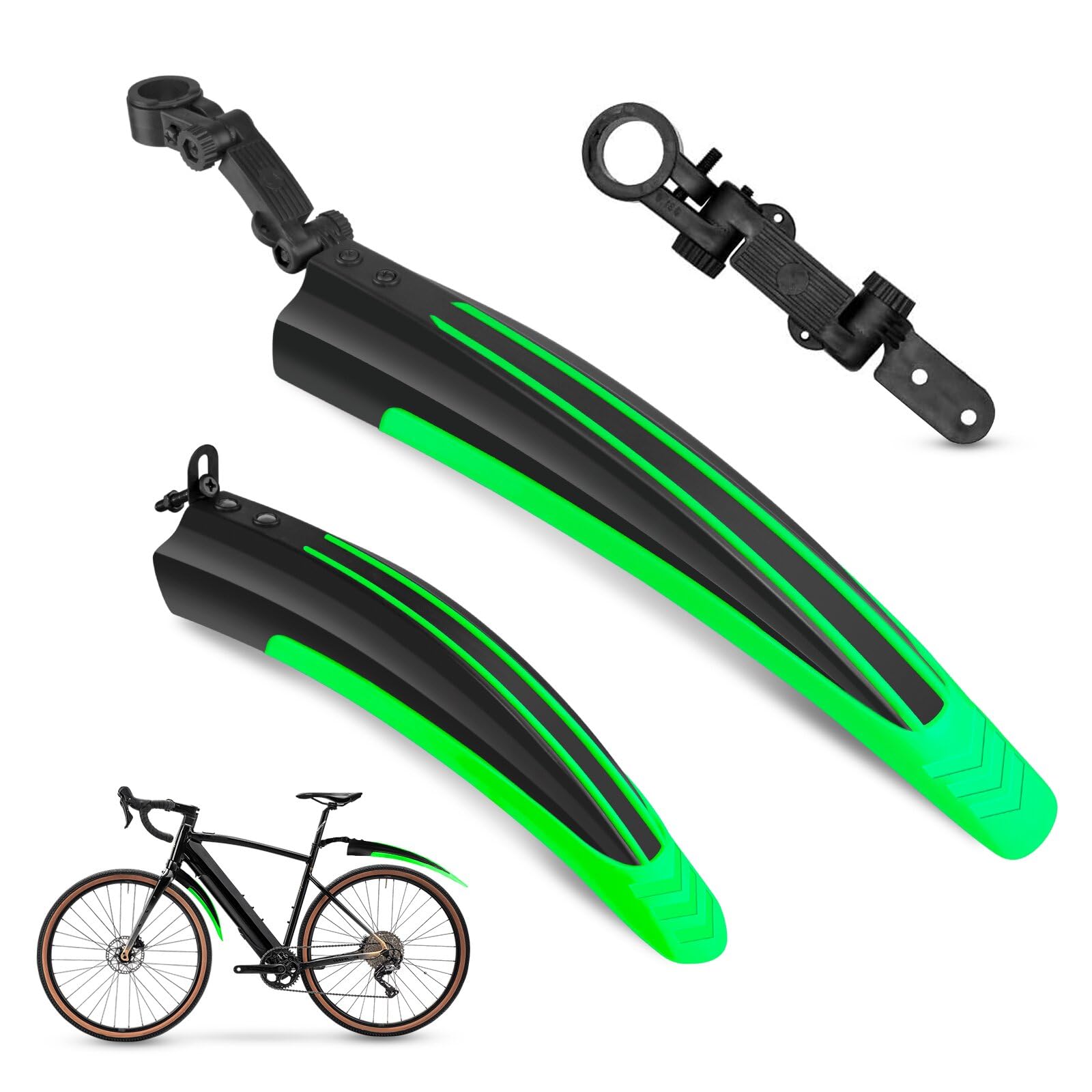 Vockvic Bike Mudguards, Universal Bicycle Mudguards Full Cover Thicken Widen Bicycle Fenders Set, Adjustable Bike Front and Rear Mud Guard Fits for 20/22/24/26 inch MTB Mountain Road Bike