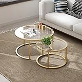 HEONITURE Gold Nesting Coffee Table Set of 2, Small