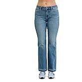 Mid Rise Slim Bootcut Jeans for Women - Medium Blue Stretch Denim