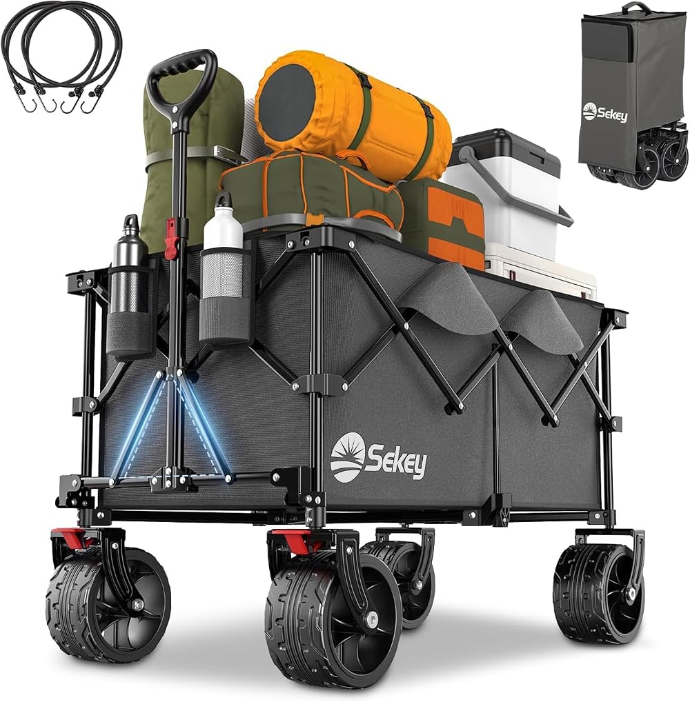 Sekey 200L Folding Festival Trolley All-Terrain Wheels 150KG Grey