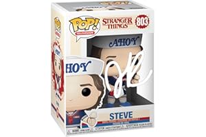 HOFSM.COM HALL OF FAME SPORTS MEMORABILIA Joe Keery Steve Harrington #803 Scoops Ahoy Stranger Things Facsimile Signed Reprint Laser Autographed Funko POP! TV Figurine with Protector Case