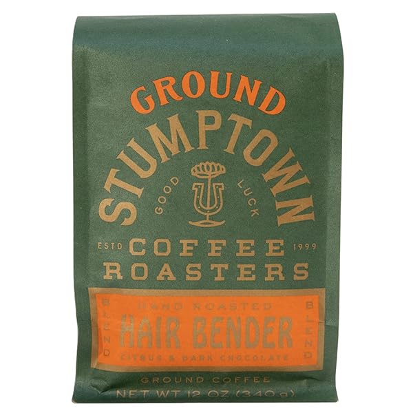 STUMPTOWN COFFEE ROASTERS, MEDIUM ROAST GROUND COFFEE – HAIR BENDER 12 OUNCE BAG, FLAVOR NOTES OF CITRUS AND DARK CHOCOLATE