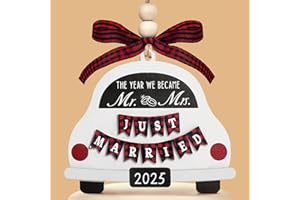 REDWORD Wedding Gifts for Couples 2025, Christmas Married Wood Hanging Ornament 2025 Christmas Mr and Mrs Gifts Bridal Shower Bride to Be Gift Wedding Gift for Newlyweds Just Married Decorations