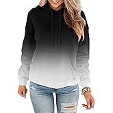 BeadChica Womens Casual Hoodies Crewneck Long Sleeve Sweatshirts With Pocket Lightweight Pullover Tops-Gradient-XL