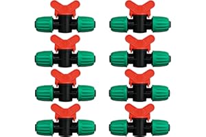 JAYEE 8 Pcs Drip Irrigation Fittings Switch Valve 1/2 Inch, In-Line Barbed Lock Switch Valves For 1/2 Inch Drip Tubing (0.60"-0.63" OD), Shut Off On Valve Drip Line Parts For Garden Sprinkler Systems
