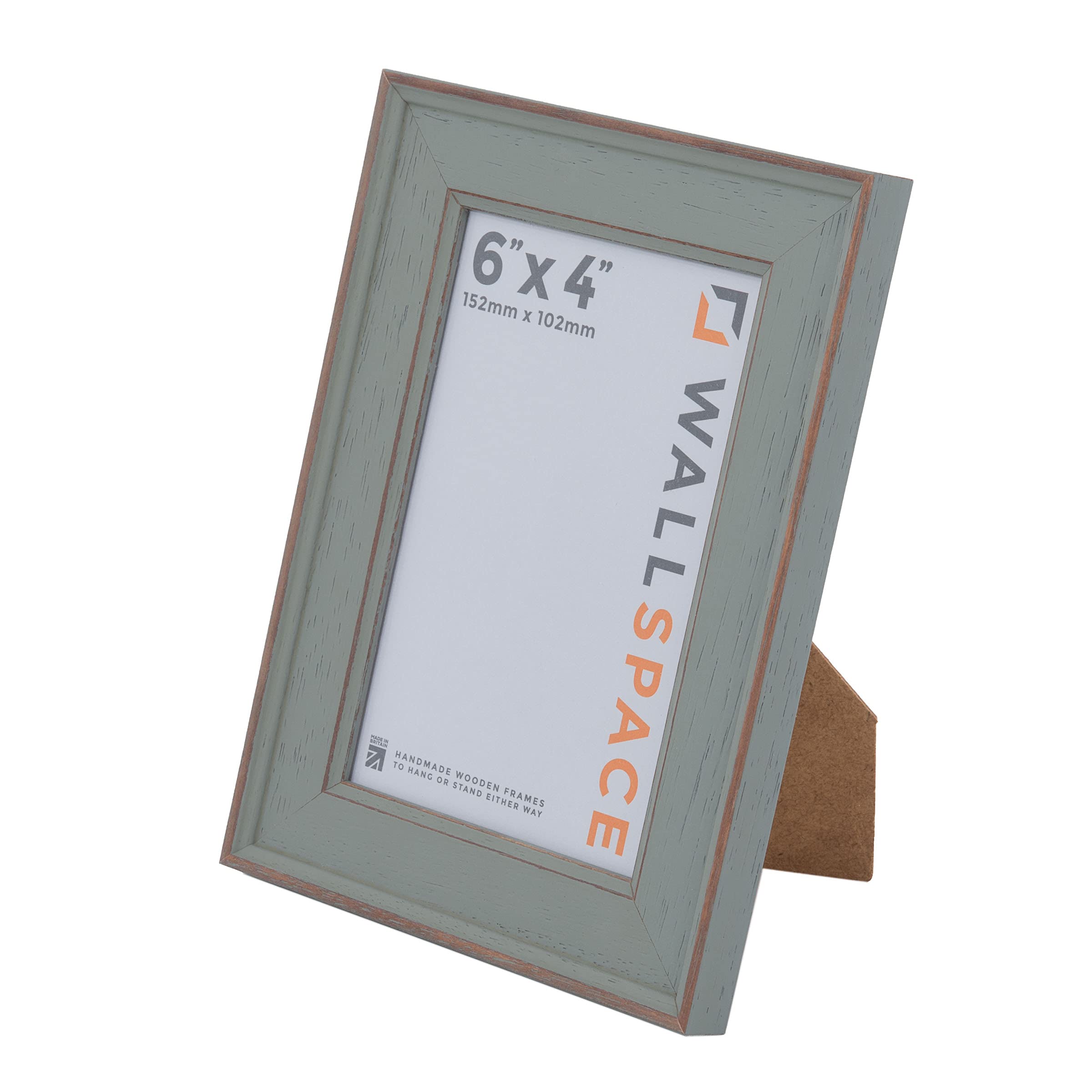 Wall Space Shabby Chic 6x4 Green Picture Frame | Green 4x6 Photo Frame | 6 x 4 inch | 152x102mm | 15.2x10.2cm | Solid Wood Wooden with Real Glass | Handmade in UK — image 1