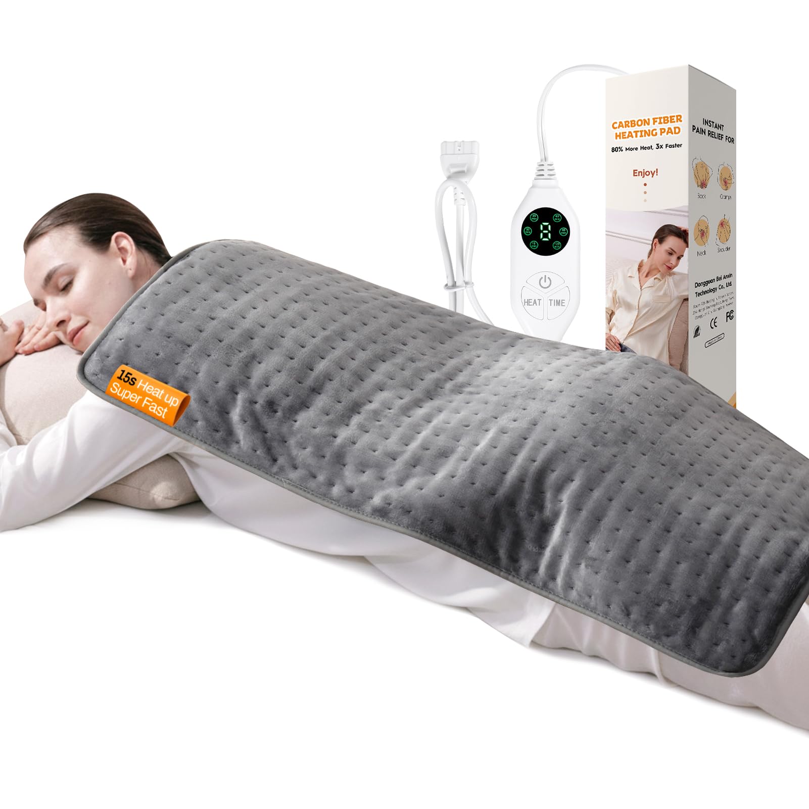 Photo 1 of High-Heat Boost & Rapid Heat Up XL Heating Pad 40"x20" for Back/Neck/Shoulder Pain Relief, Full Body Electric Pad for Period Cramps/Sore Muscles, Deep Moist Heat (Summer Night Grey, 40"x20")