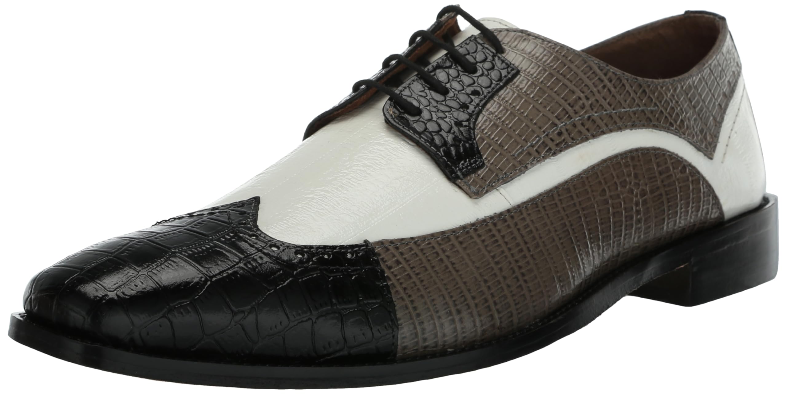 Stacy Adams Men’s Gallinari Wingtip Lace Up,Black/Gray/White,9M