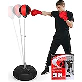 Fitness Reflex Bag, Speed Ball Stand Punching Bag with Gloves, Boxing Bag for Adults and Teens, 59IN Great MMA Training