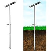 36" Soil Sample Probe Stainless Steel T-Style Handle Sampling Soil Probe | Soil Sample Test Tool Kits with Foot Pedal and Reusable Sample Bags for Farm/Agriculture/Garden/Lawn/Golf Course