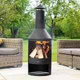Harrier Large Chiminea Fire Pit with Log Store 135cm Outdoor Steel Patio Heater