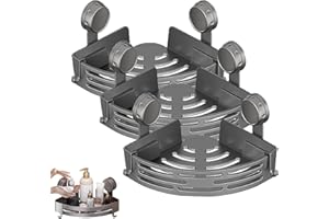 Triangle Suction Cup Shower Caddy, Corner Shower Shelves No Drilling, Aluminum Upgrade Suction Cup Shower Organizer with Towe
