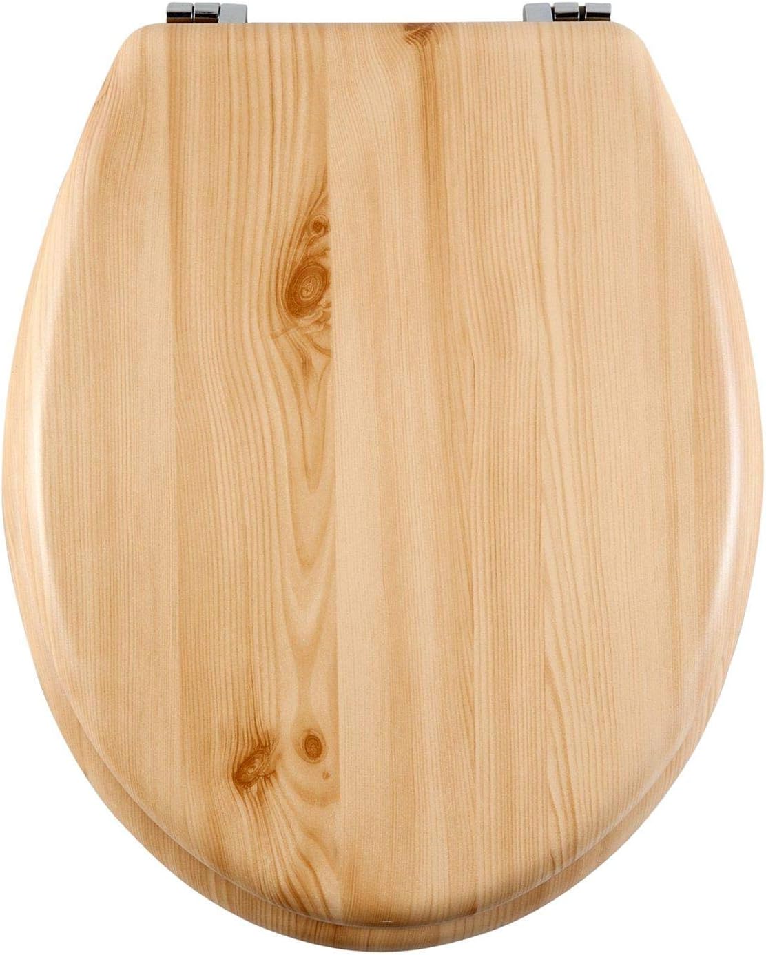 AQUALONA Wood Soft Close Standard Oblong Shape – Two-Button Hinge Release for Quick Cleaning – Easy Install - Rust Proof Hinges - Natural Wood