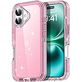 AICase for iPhone 16 Case Clear Glitter Bling 3 in 1 Heavy Duty Drop Protection Full Body Rugged Shockproof/Dust Proof 3-Layer Military Protective Tough Durable Cover for iPhone 16 6.1"_4