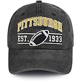 Terojnkl Embroidered City Football Hat for Men Women, Adjustable Unisex Cotton Fans Baseball Cap