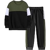 Toddler Boy Clothes Long Sleeve Color Block Sweatshirts Tops Pants Sets Kids Boys Fall Winter 2 Pieces Outfits 2-12 Years