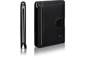 Kingly Cash Clip Slim Leather Wallet for Men with RFID Blocking & Money Clip - Minimalist Front Pocket Bifold Wallet Holds 12 Cards - Secure Card Holder with Easy Access Pull Tab