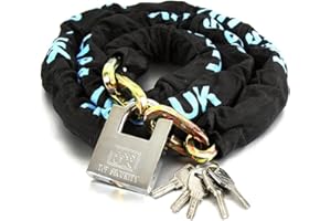 H&S Bike Chain Lock - High Security Electric Scooter Lock - 0.4" x 6.6 ft (10mm x 2m) - Bike Lock with Key - Motorbike, Motor